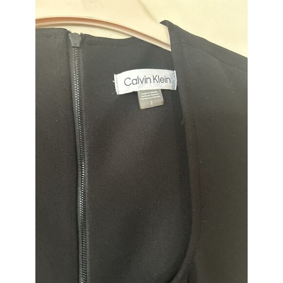 NWT Calvin Klein Bodycon Sheath Dress Black Stretch Draped Size 2 Retail $134 - Picture 3 of 9